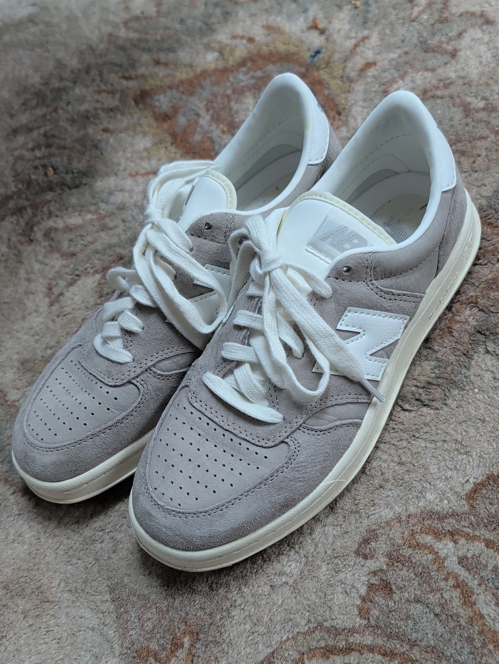 New Balance T500 Classic Suede Sneakers in Light Gray and White